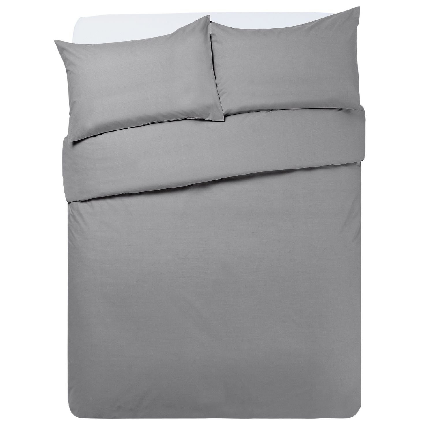 Habitat Easycare Plain Grey Bedding Set - Double