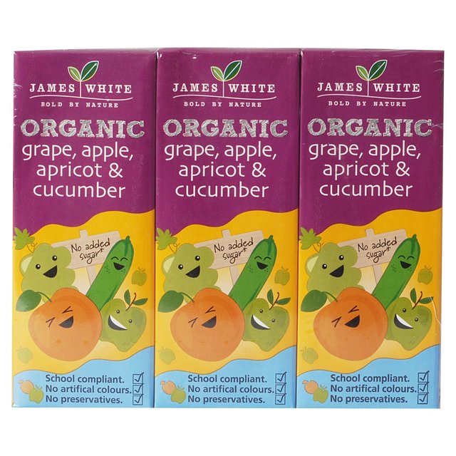 James White Organic Kids GrapeAppleApricot & Cucumber   3 x 200ml