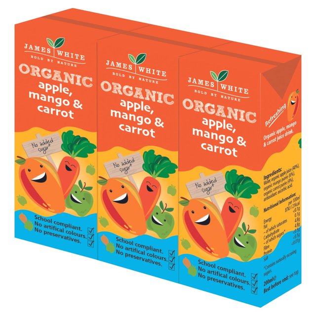 James White Organic Kids Apple Mango & Carrot   3 x 200ml