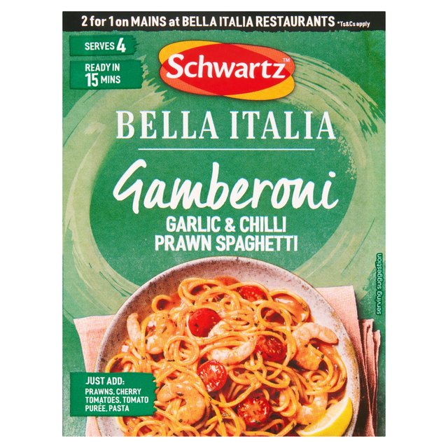 Schwartz X Bella Italia Gamberoni Garlic & Chilli Prawn Spaghetti   35g