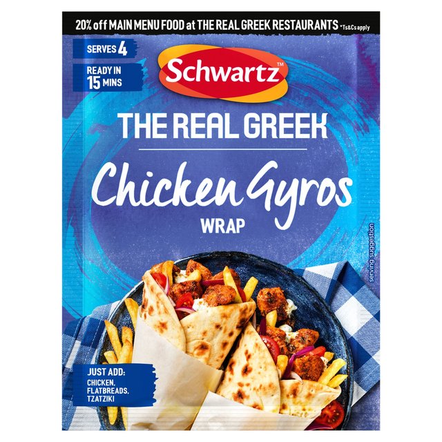 Schwartz x The Real Greek Chicken Gyros Wrap   20g GOODS M&S   