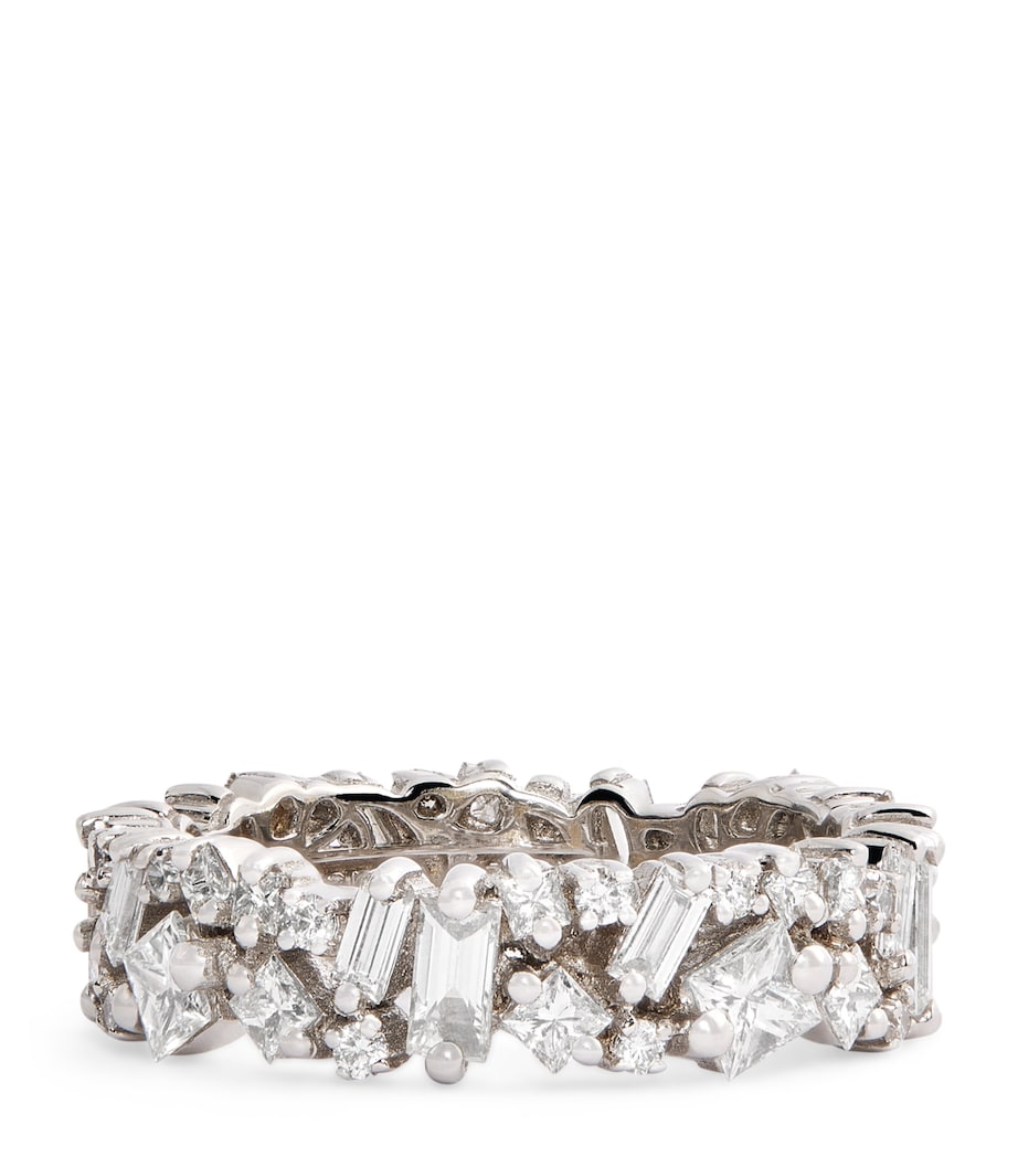 Suzanne Kalan La Fantaisie eternity ring white gold diamond baguette princess cut, UK version