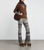 Flared Striped Trousers with Lining