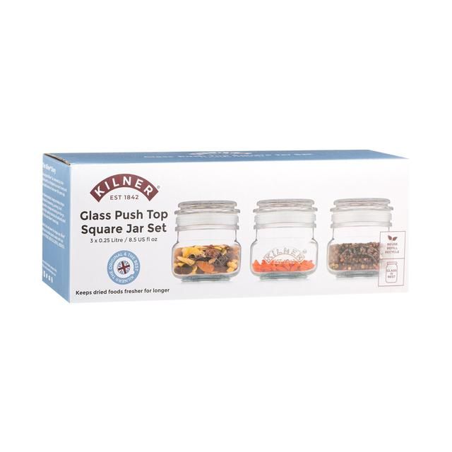 Kilner Square Push Top Jars Set of 3 250ml   3 per pack