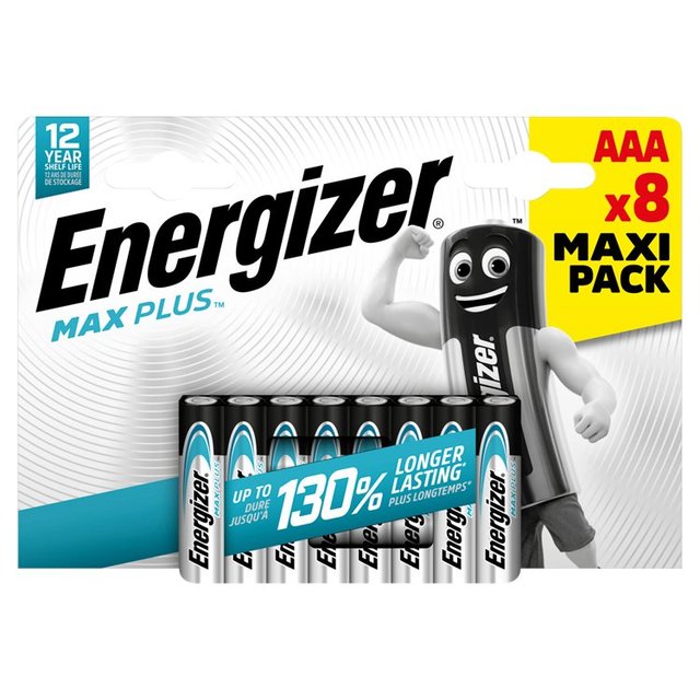 Energizer Max Plus AAA Batteries Alkaline   8 per pack