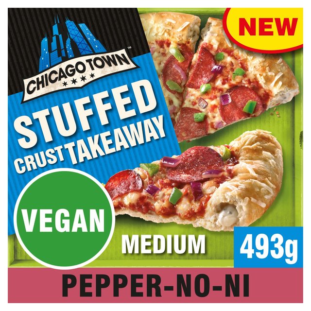 Chicago Town Takeaway Vegan Stuffed Crust Peppernoni Medium Pizza   493g GOODS M&S   