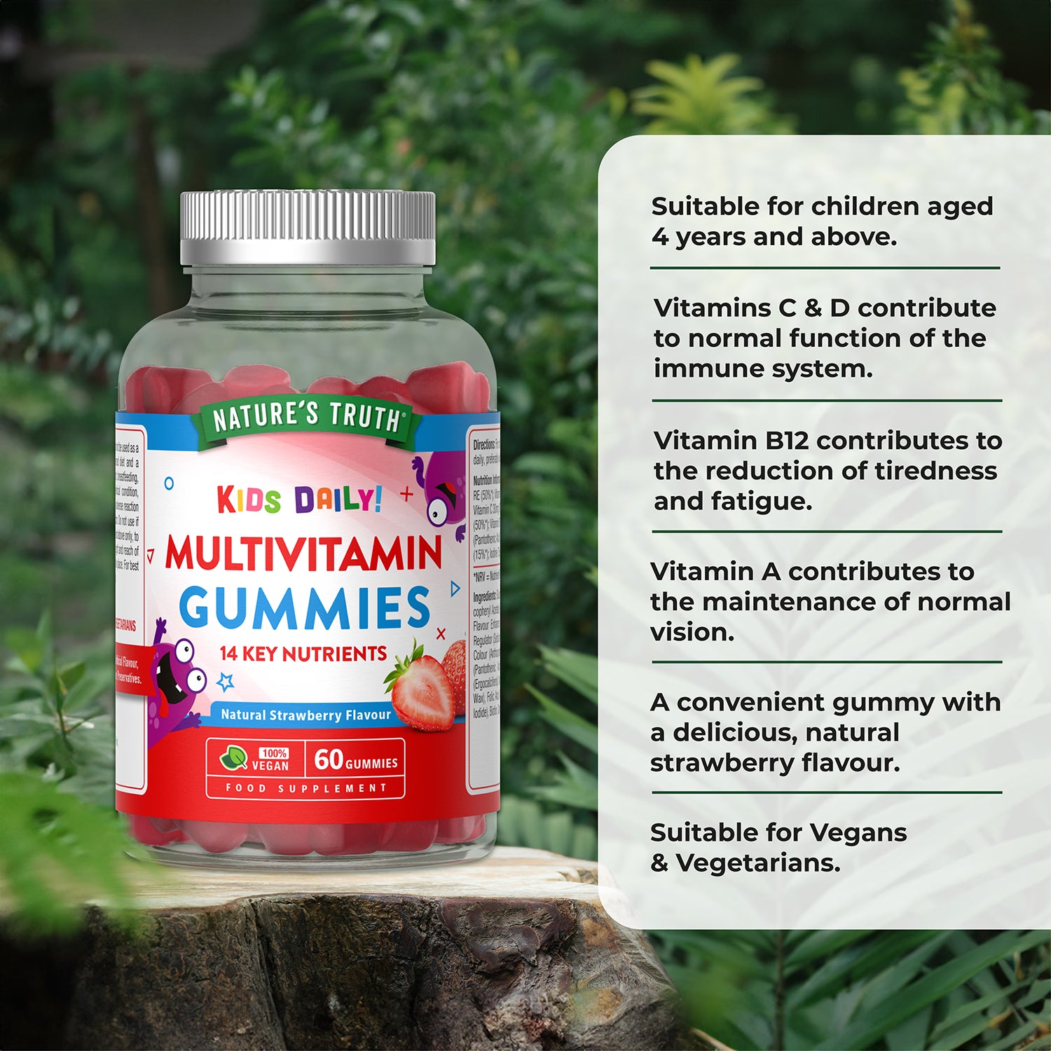 Nature's Truth multivitamin gummies strawberry flavour 60 count - British product