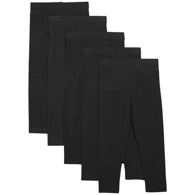 M&S Cotton Rich Plain Legging 5 Pack 2-7 Years Black