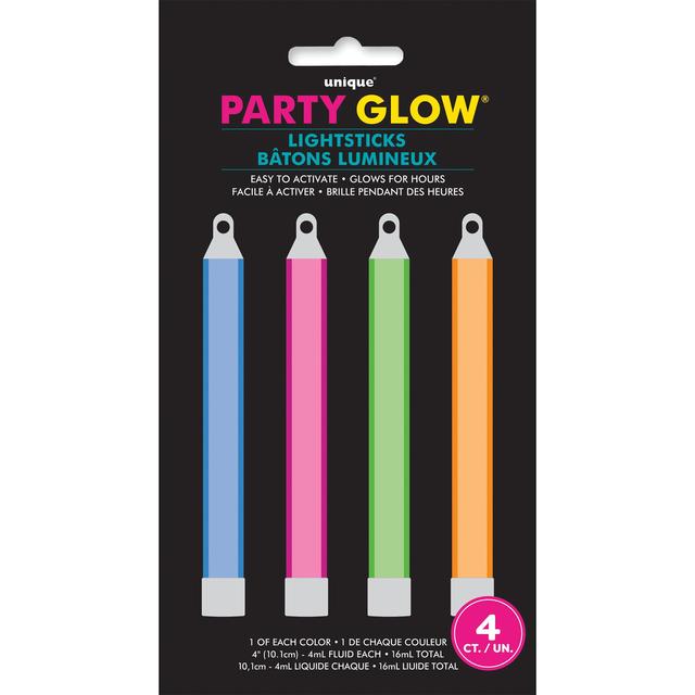 Party Glow 10cm Light Sticks   4 per pack