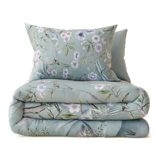 M&S Pure Cotton Sateen Floral Bedding Set Single-King Soft Green GOODS M&S   