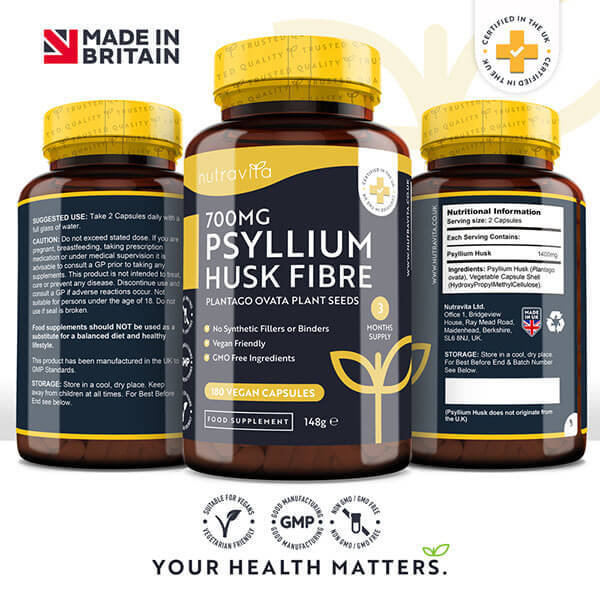 Nutravita Psyllium Husk Fibre 700mg - 180 Vegan Capsules