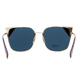 Fendi rose gold and blue square sunglasses 0191/S, imported from the UK