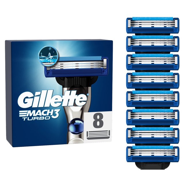 Gillette Mach 3 Turbo Razor Blades   8 per pack GOODS M&S   