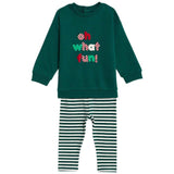 M&S Cotton Oh What Fun Slogan Outfit 0-3M Green GOODS M&S   