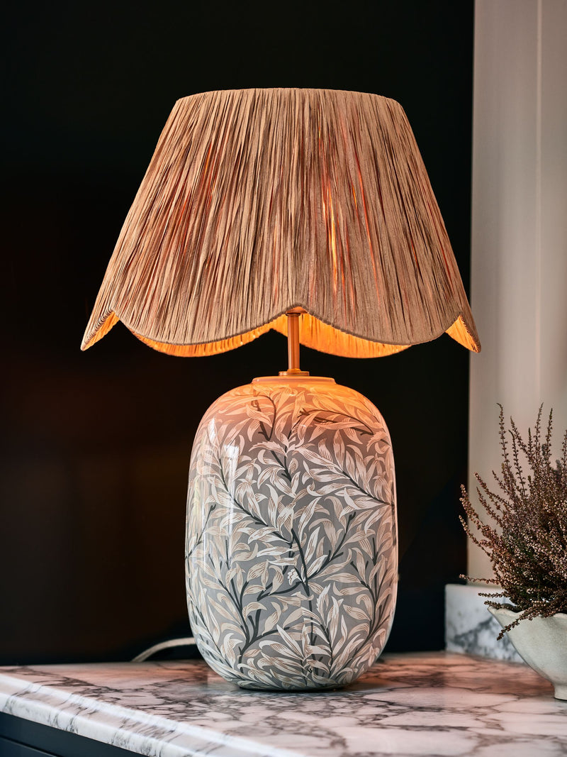 Clarke and Clarke willow boughs scalloped table lamp, UK version