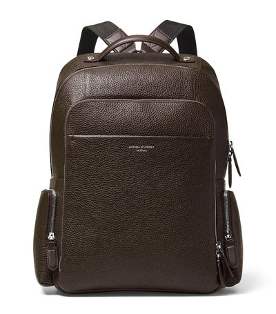 Harrods Aspinal of London Pebbled Leather Reporter Zipped Backpack- Buy online at McGrocer
