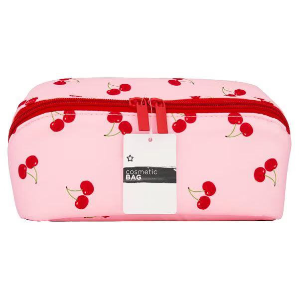 Superdrug cherry print expandable cosmetic bag (British brand)