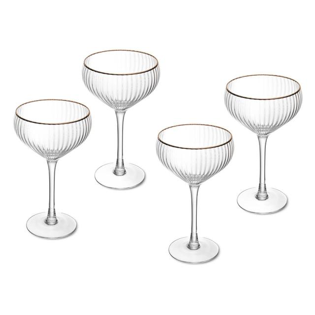 Mikasa Sorrento 4pc Champagne Coupe Glasses 350ml Gift boxed   4 per pack GOODS M&S   