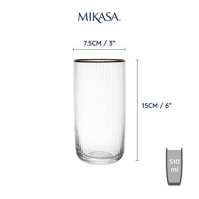 Mikasa Sorrento 4pc Highball Glasses 510ml Gift boxed   4 per pack GOODS M&S   