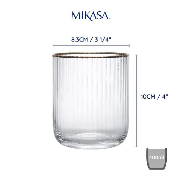 Mikasa Sorrento 4pc Stemless Glasses 400ml Gift boxed   4 per pack GOODS M&S   