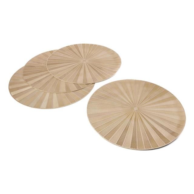 Mikasa 4pc PU Round Placemats Gold 38cm Tagged   4 per pack