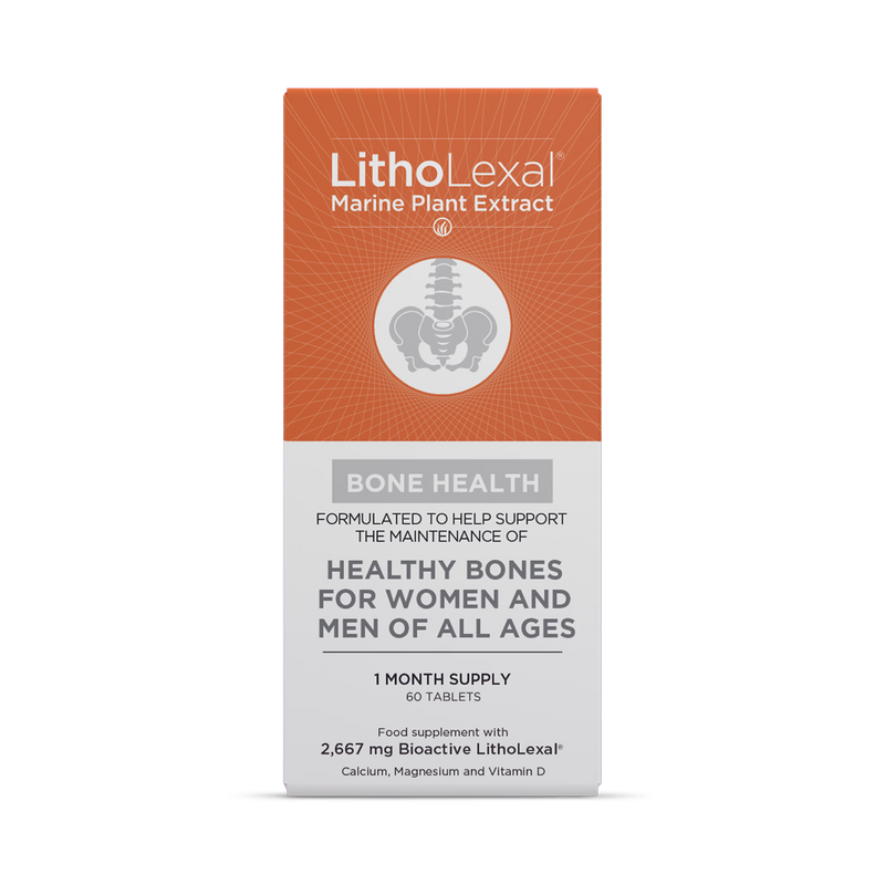 LithoLexal Bone Health supplement bottle, UK version