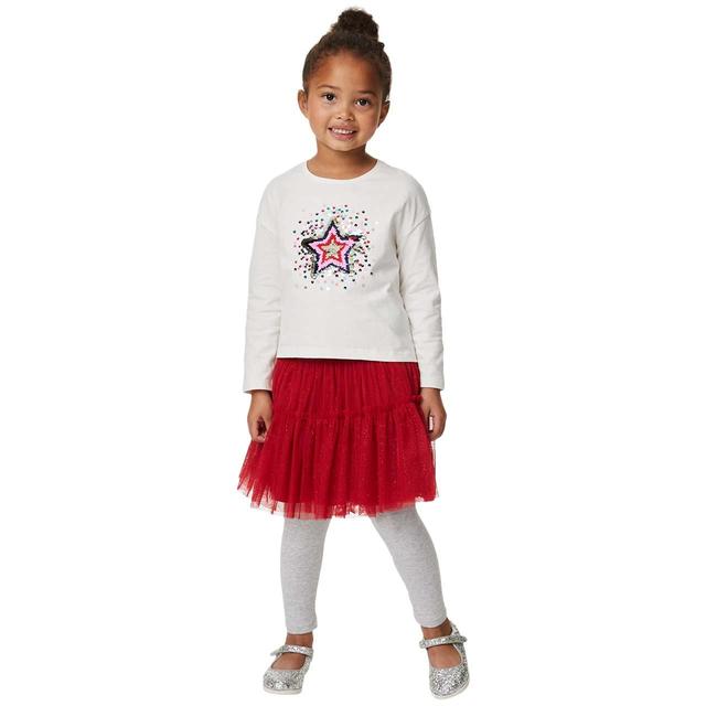 M&S Star Sequin Tee 4-5 Years Ivory GOODS M&S   