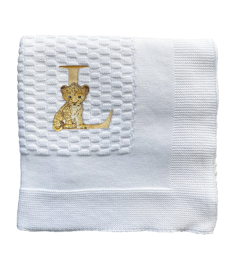 Paint My Dreams cotton L monogram baby blanket 95x95cm, UK version
