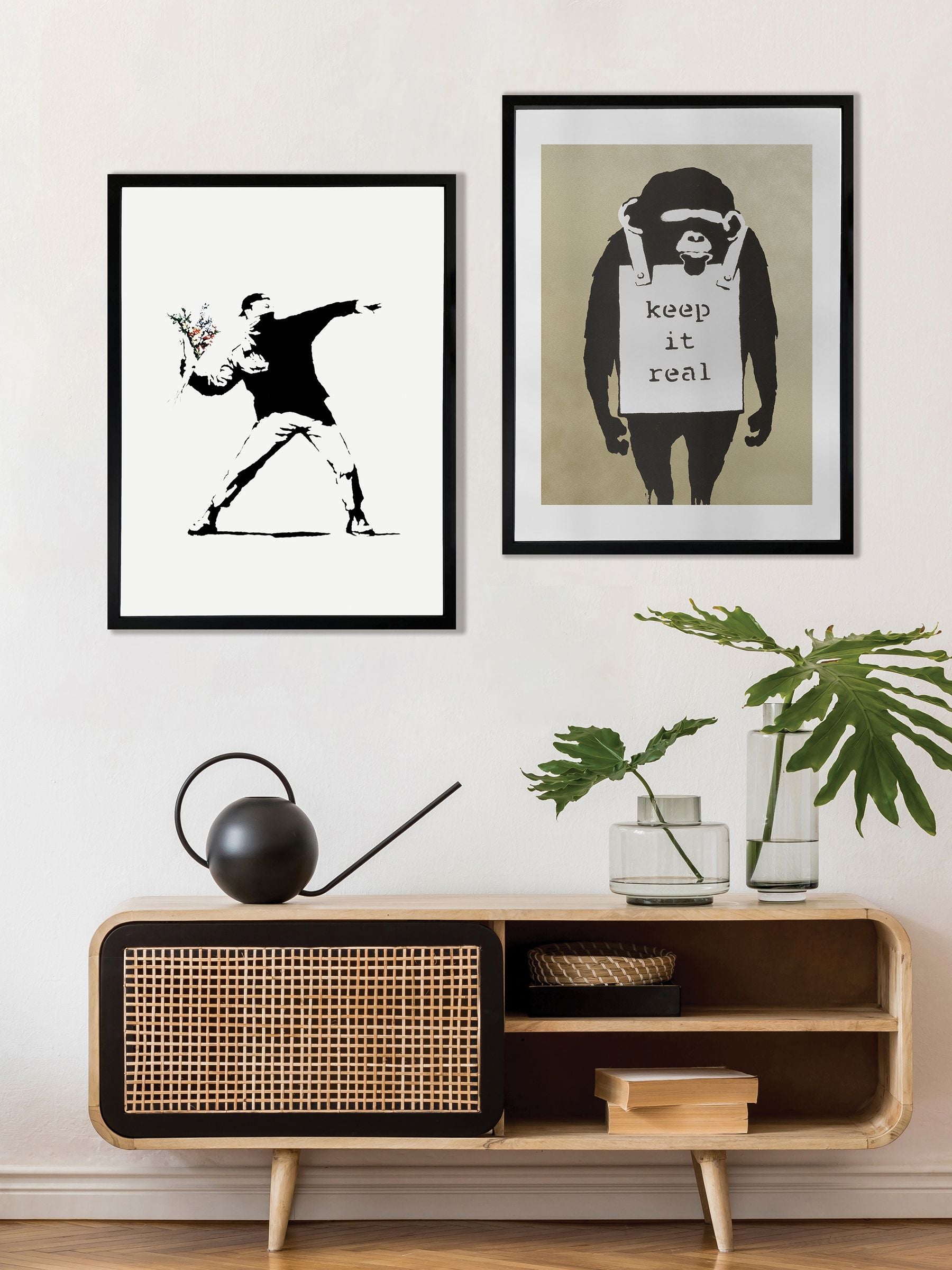 Brookpace Lascelles Banksy Flower Thrower graffiti wall art 21x17 inches, imported from the UK
