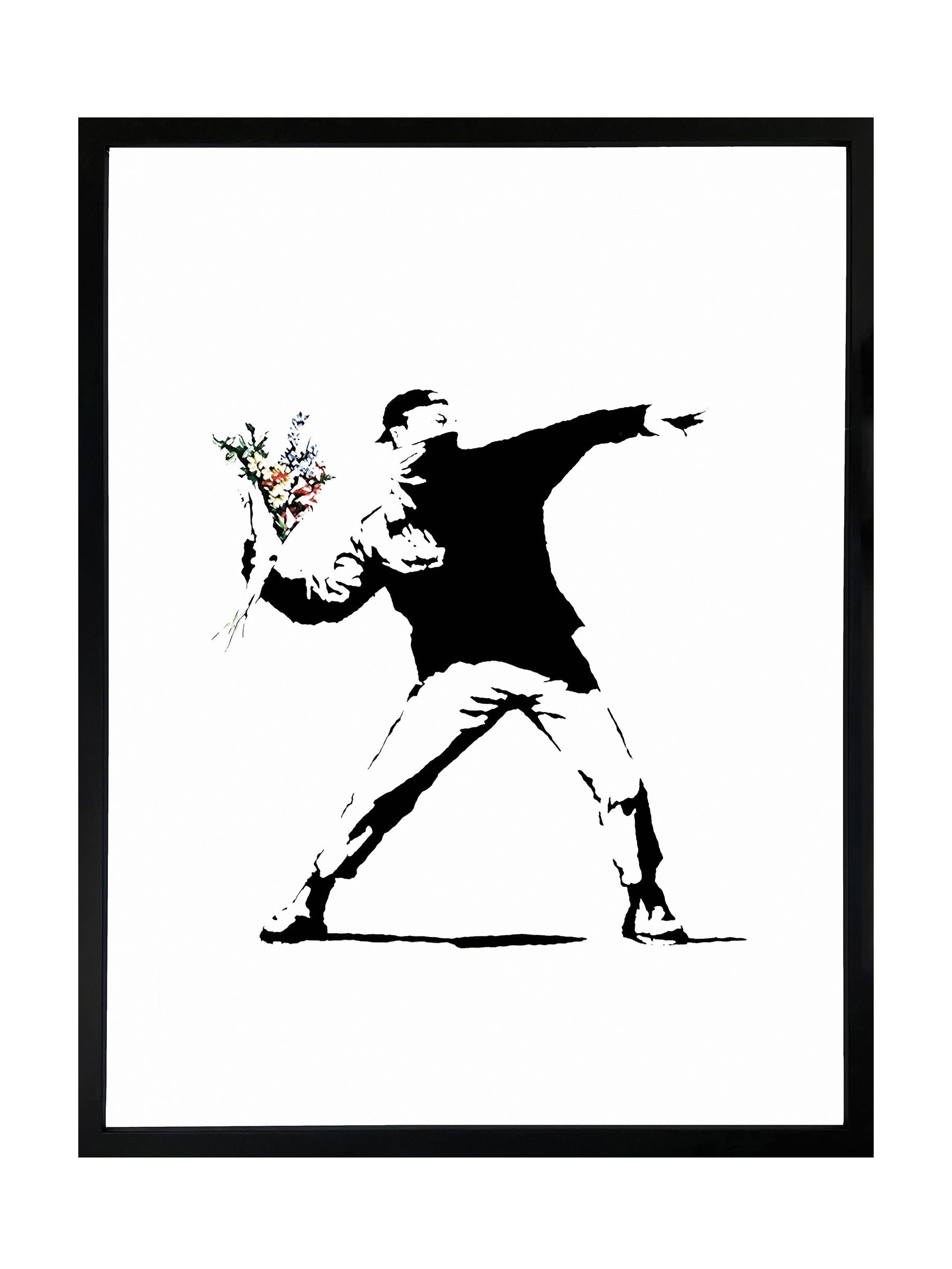 Brookpace Lascelles Banksy Flower Thrower graffiti wall art 21x17 inches, imported from the UK