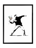 Brookpace Lascelles Banksy Flower Thrower graffiti wall art 21x17 inches, imported from the UK