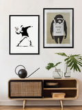 Brookpace Lascelles Banksy Flower Thrower graffiti wall art 21x17 inches, imported from the UK