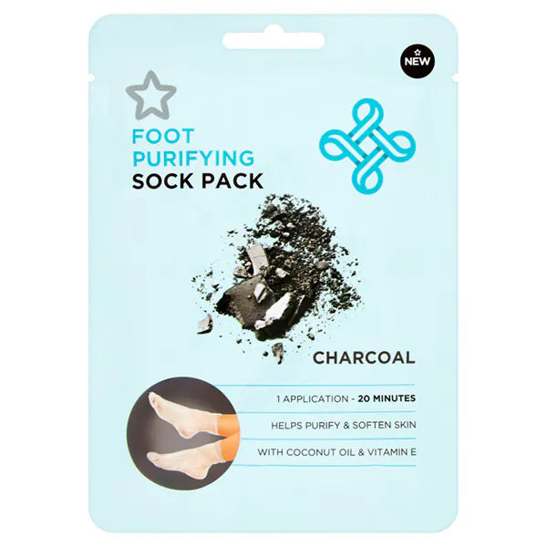 Superdrug Charcoal Nourishing Foot Mask Socks Blueberry 1 Pair (British brand)