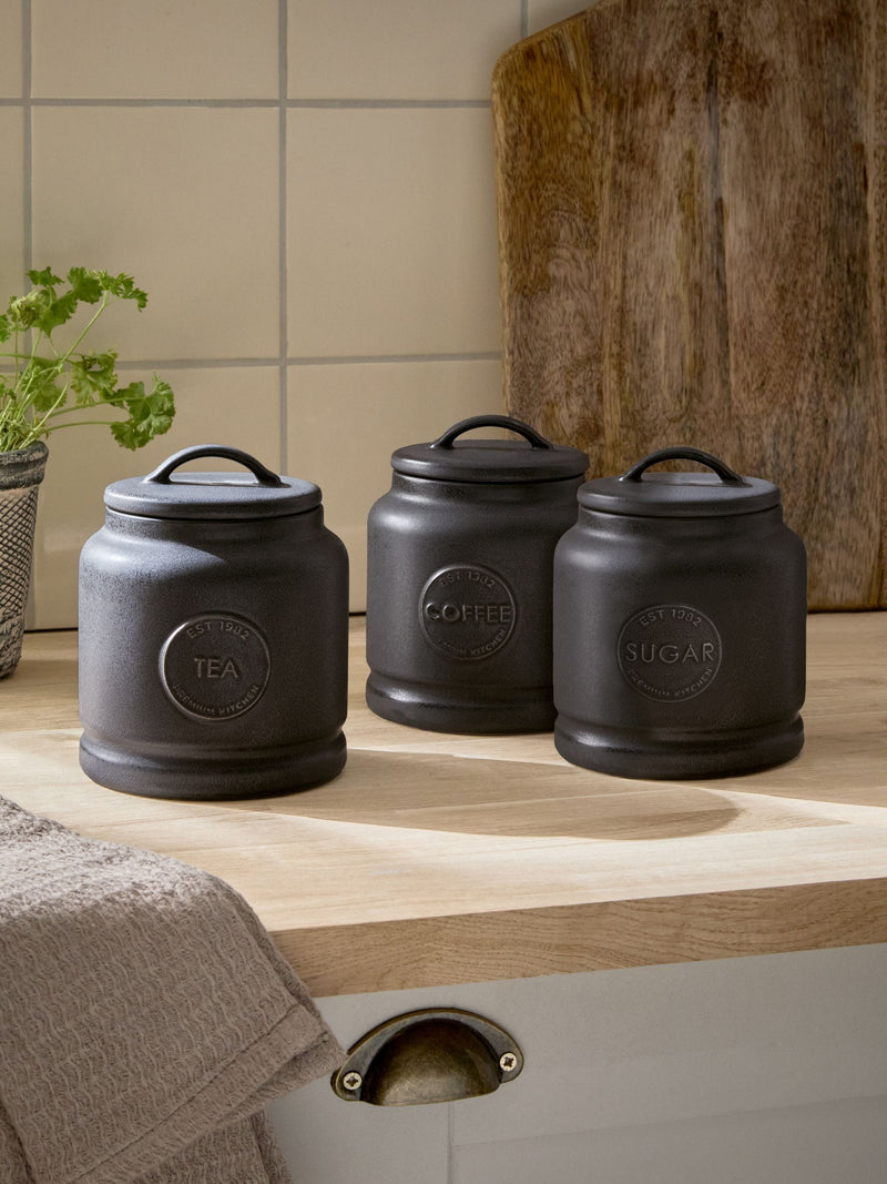 Black Country Badge set of 3 ceramic storage jars - British product
