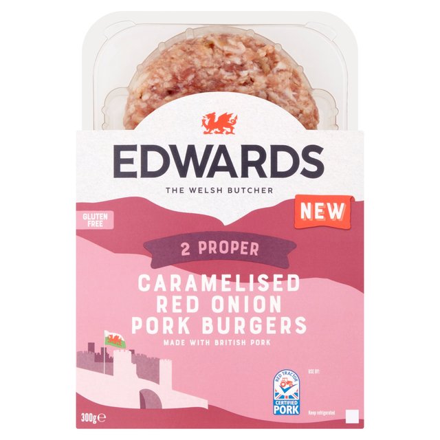 Edwards 2 Caramelised Red Onion Pork Burgers   300g GOODS M&S   