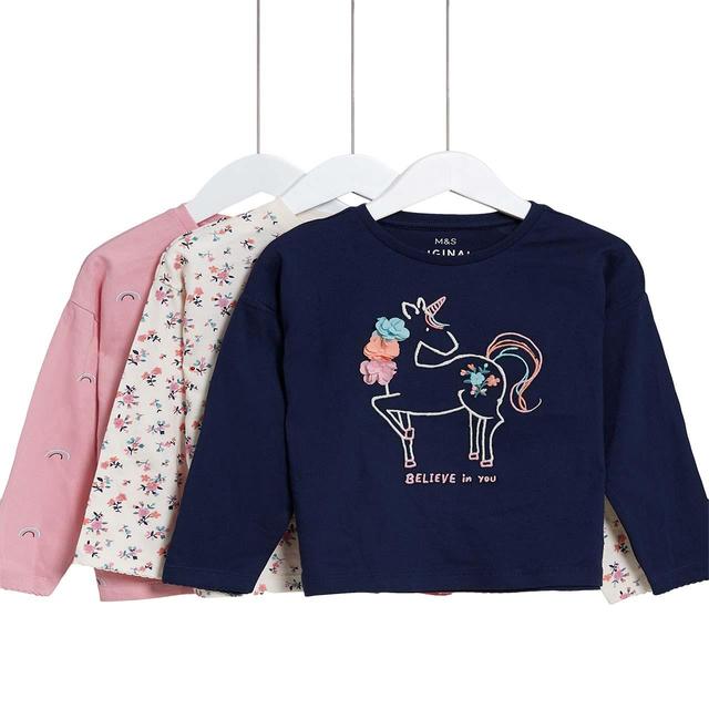 M&S Unicorn Tops 4 Pack 2-7 Years Pink GOODS M&S   