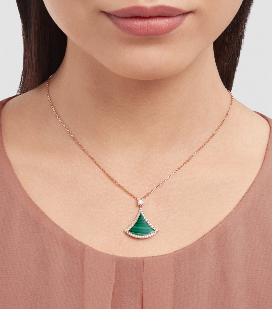 Bvlgari Divas' Dream rose gold malachite diamond necklace, imported from the UK