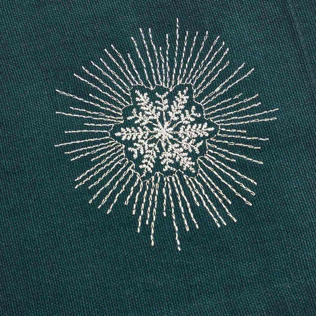 M&S Snowflake Dark Green Embroidered Napkins   4 per pack GOODS M&S   