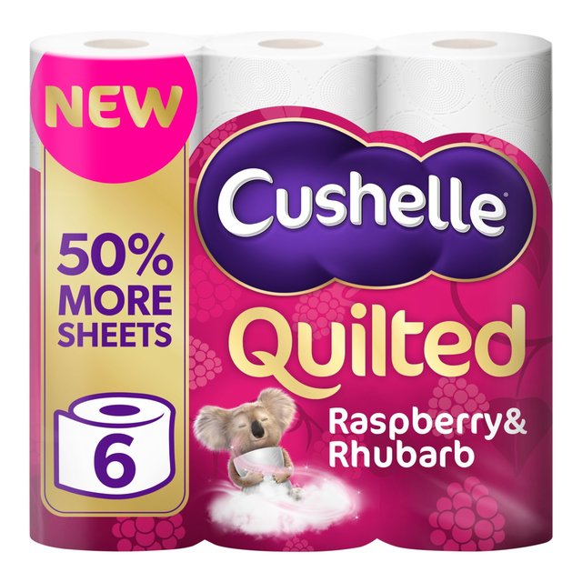 Cushelle Quilted Raspberry & Rhubarb 50% Longer Toilet Rolls   6 per pack GOODS M&S   