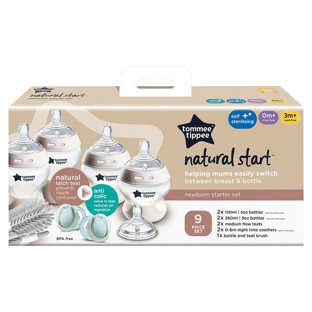 Tommee Tippee Closer To Nature Newborn Baby Bottle Starter Set Muted GOODS M&S   