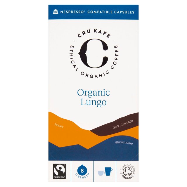 CRU Kafe Organic Fairtrade Lungo Pods 10s   10 per pack