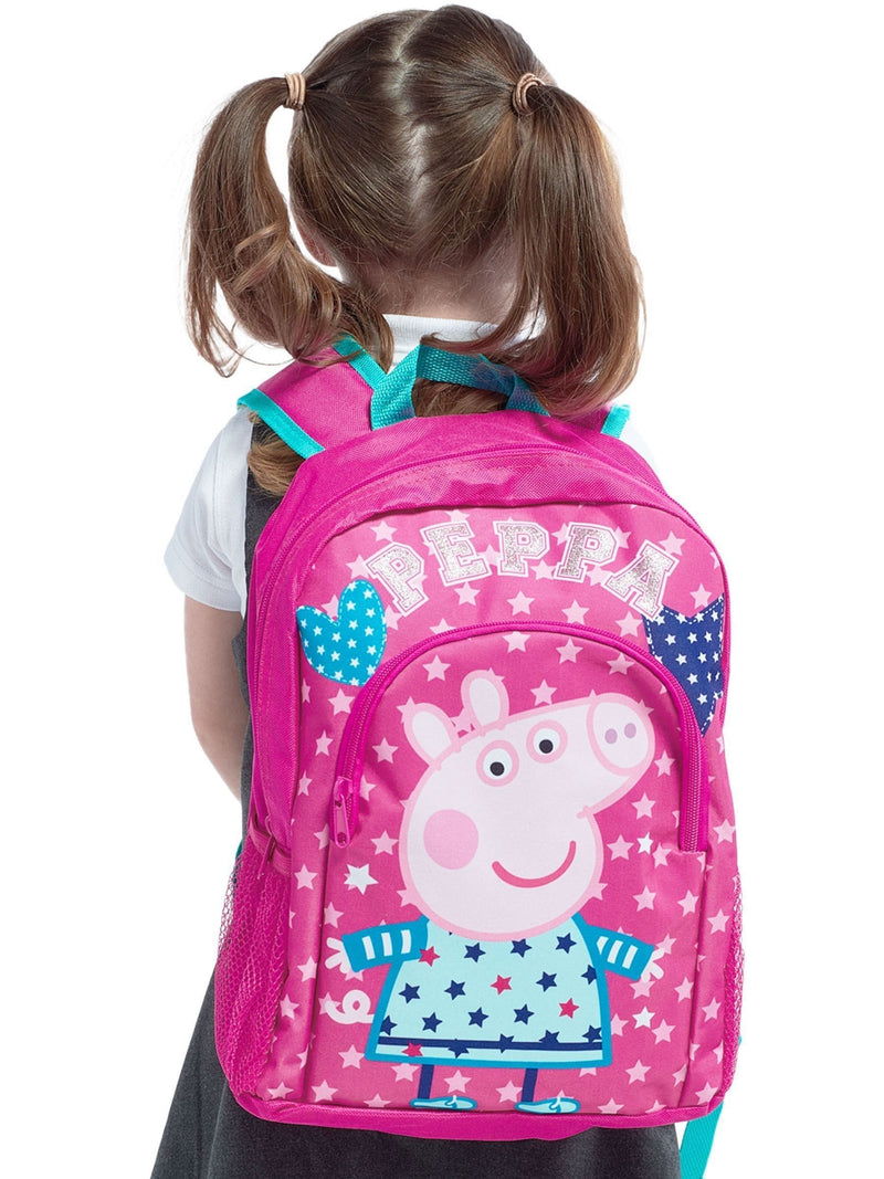 Peppa Pig pink backpack with hearts and stars (British brand)
