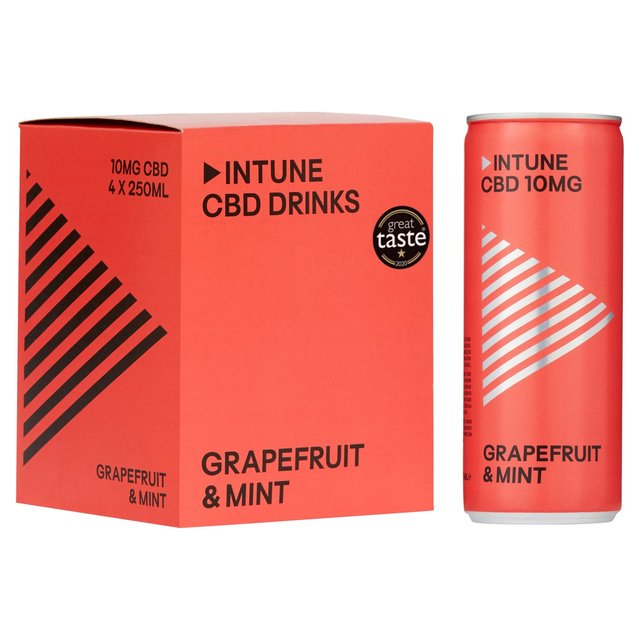 INTUNE Grapefruit & Mint Sparkling CBD Drink   4 x 250ml