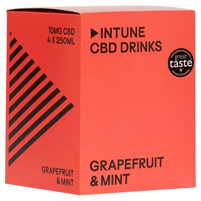 INTUNE Grapefruit & Mint Sparkling CBD Drink   4 x 250ml GOODS M&S   