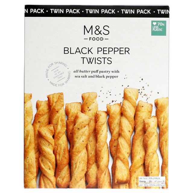 M&S Black Pepper Twists Twin Pack   250g GOODS M&S   