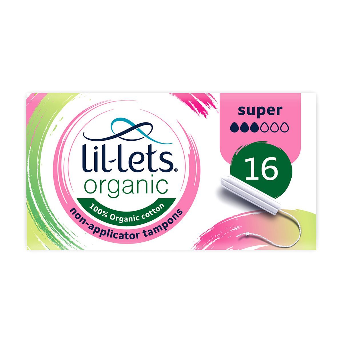 Lil-Lets Organic Non-Applicator Tampons Super 16 pack GOODS Boots   