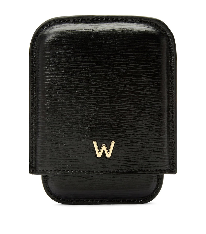 WOLF Leather W Moulded Card Holder compact design, imported from the UK