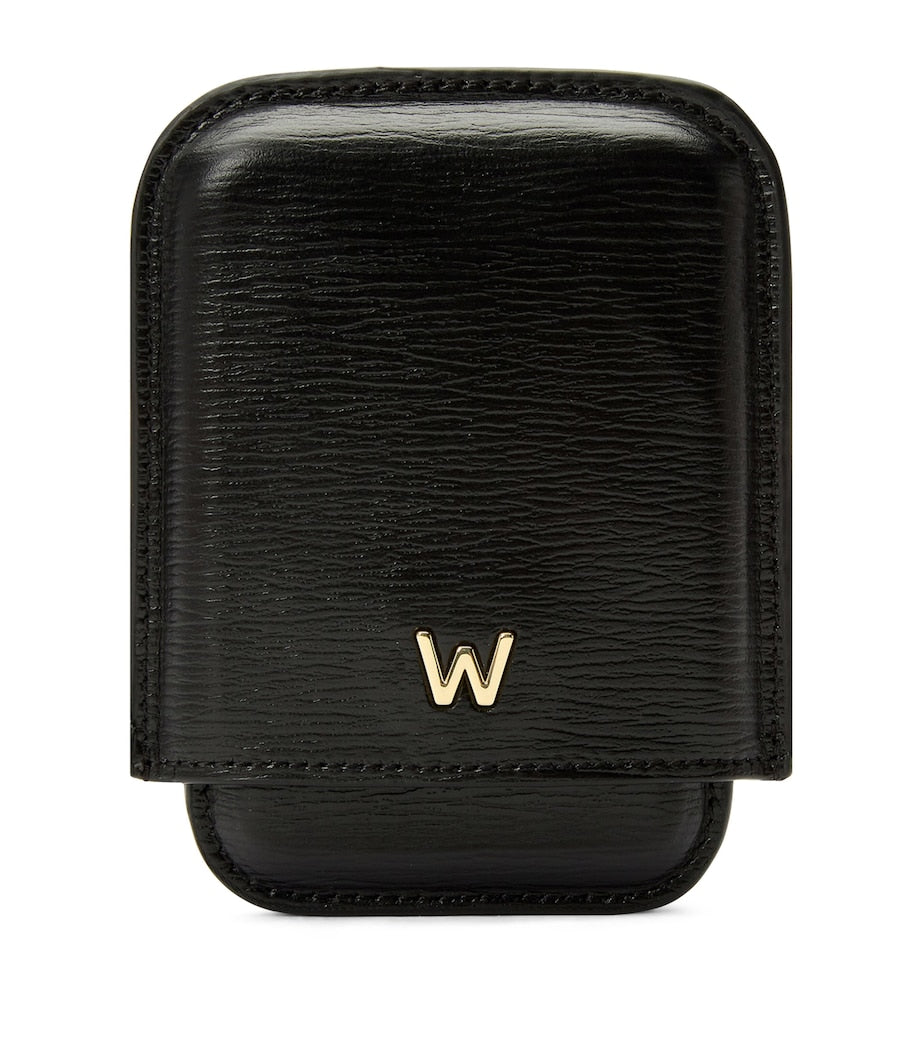 WOLF Leather W Moulded Card Holder compact design, imported from the UK
