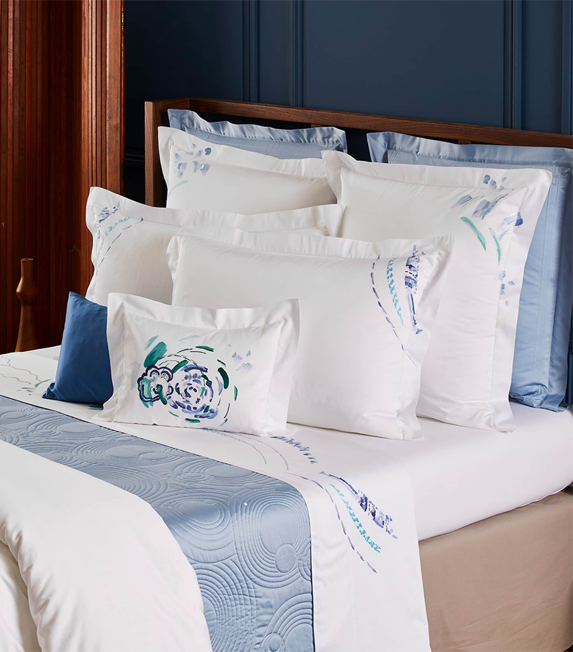 Yves Delorme Abysses king Oxford pillowcase pair 50cm x 90cm (British brand)