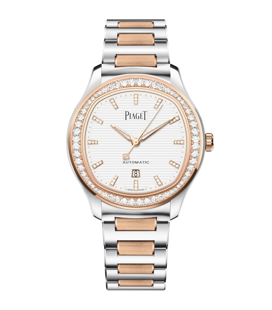 Piaget Polo Date 36mm rose gold steel diamond watch, UK version